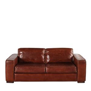 Canapé convertible 3 places en cuir marron