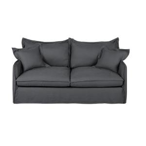 Canapé convertible 3 places en lin gris anthracite, matelas…