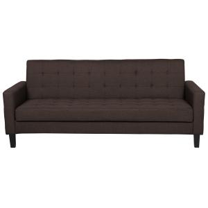 Canapé convertible 3 places en tissu marron