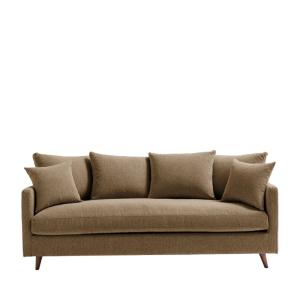 Canapé convertible 3 places en tissu pieds bois foncé - Car…