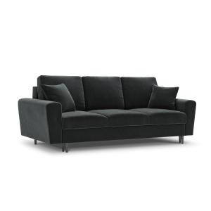 Canapé convertible 3 places en tissu velours gris foncé