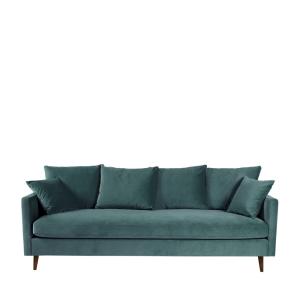 Canapé convertible 3 places en velours - vert eucalyptus