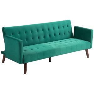 Canapé convertible 3 places style Chesterfield velours vert…