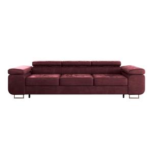 Canapé convertible 3 places tissu bordeaux