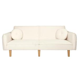 Canapé convertible 3 places tissu bouclette blanc - L198 cm