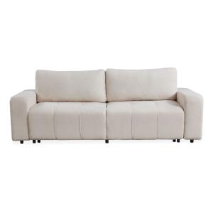 Canapé convertible 3 places tissu bouclette crème