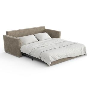 Canapé convertible 3 places tissu tramé touché doux taupe 1…
