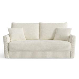 Canapé convertible 3 places velours côtelé crème 180cm