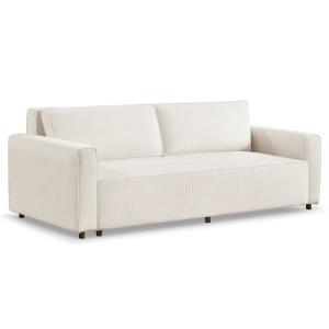 Canapé convertible 3 places velours côtelé crème