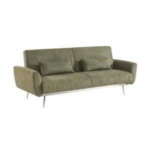 Canapé convertible 3 places velours côtelé kaki pieds chrom…