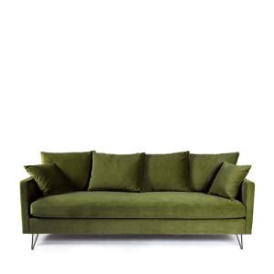 Canapé convertible 3 places velours pieds épingles noirs -…