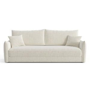Canapé convertible 3 places velours texturé crème 213cm
