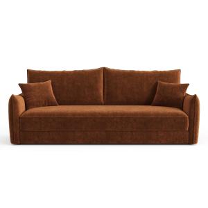 Canapé convertible 3 places velours texturé terracotta 213c…