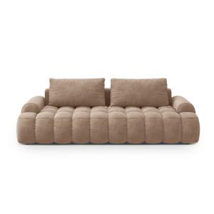 Canapé convertible 4 places avec coffre en velours beige fo…