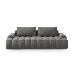 Canapé convertible 4 places avec coffre en velours gris