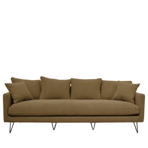 Canapé convertible 4 places tissu pieds épingles noirs - Ca…