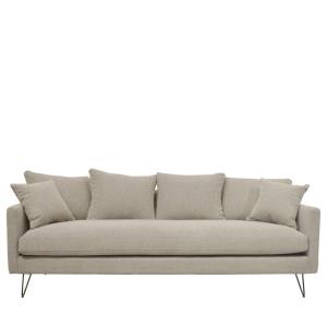 Canapé convertible 4 places tissu pieds épingles noirs - Na…