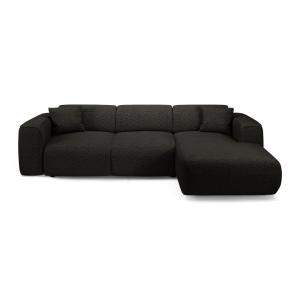 Canapé convertible angle droit 5 places bouclette noir