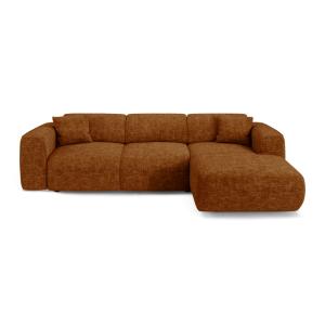 Canapé convertible angle droit 5 places velours texturé bru…