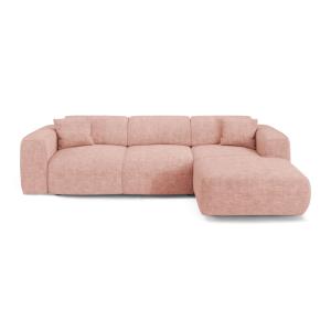 Canapé convertible angle droit 5 places velours texturé ros…