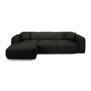 Canapé convertible angle gauche 5 places bouclette noir