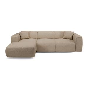 Canapé convertible angle gauche 5 places bouclette taupe