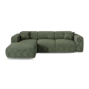 Canapé convertible angle gauche 5 places velours gaufré ver…