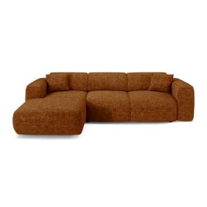 Canapé convertible angle gauche 5 places velours texturé br…