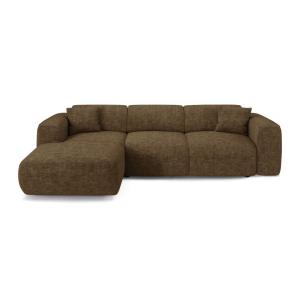 Canapé convertible angle gauche 5 places velours texturé br…