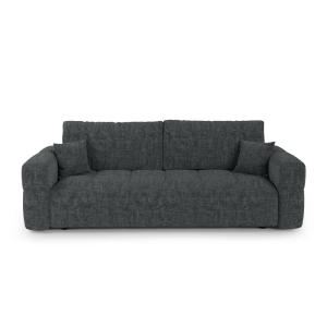 Canapé convertible avec coffre 4 places velours texturé gri…