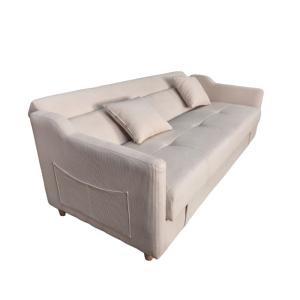 Canapé convertible avec coffre en velours cotelé beige 3 pl…