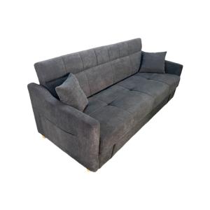 Canapé convertible avec coffre en velours côtelé gris 3 pla…