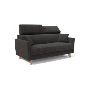 Canapé convertible avec têtières réglables 180 cm noir