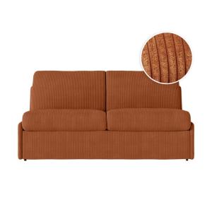 Canapé convertible couchage 140x190cm velours terracotta ma…