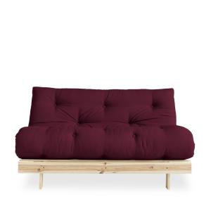 Canapé convertible en bois et tissu 2 places - Bordeaux