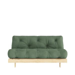 Canapé convertible en bois et tissu 2 places - Vert olive