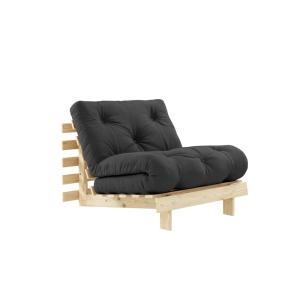 Canapé convertible en pin massif avec futon anthracite 90x2…