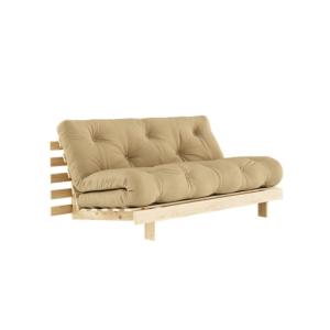 Canapé convertible en pin massif avec futon beige 160x200