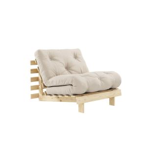 Canapé convertible en pin massif avec futon beige 90x200