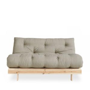 Canapé convertible en pin massif avec futon coloris lin 140…