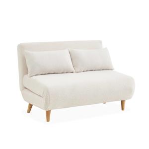 Canapé convertible en tissu bouclettes blanches