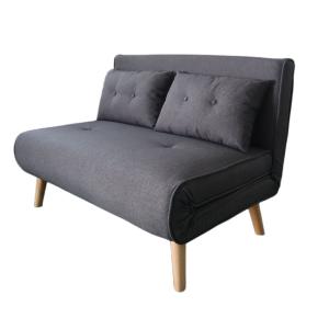 Canapé convertible en tissu gris foncé 2 places