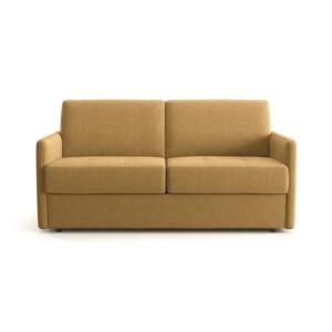 Canapé convertible en tissu jaune, matelas 140x190 épaisseu…