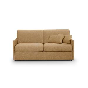 Canapé convertible en tissu jaune, matelas 140x195 épaisseu…