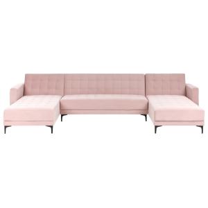 Canapé convertible en tissu rose 5 Personnes