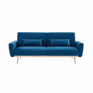 Canapé convertible en velours bleu pétrole avec pieds fins…