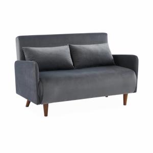 Canapé convertible en velours gris foncé