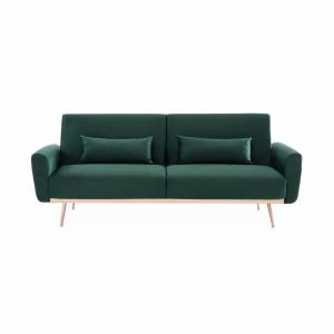 Canapé convertible en velours vert anglais avec pieds fins…