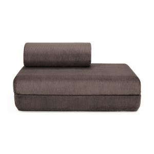 Canapé convertible et modulable 2 places en velours marron