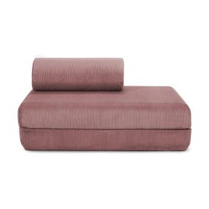 Canapé convertible et modulable 2 places en velours rose